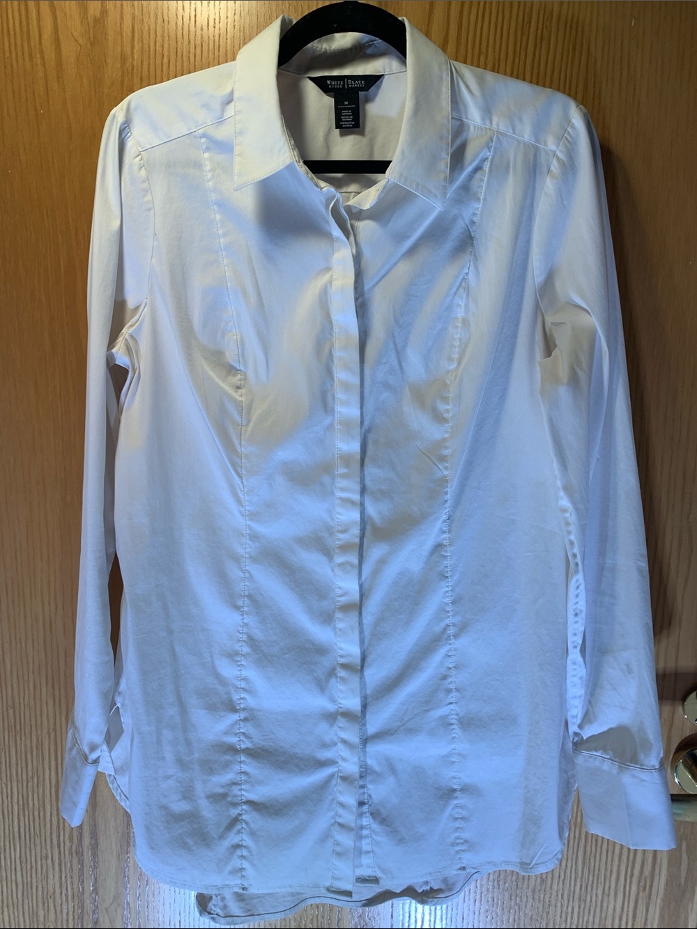 White House Black Market Women's Cotton-Blend White Button-Up Shirt -Size 14